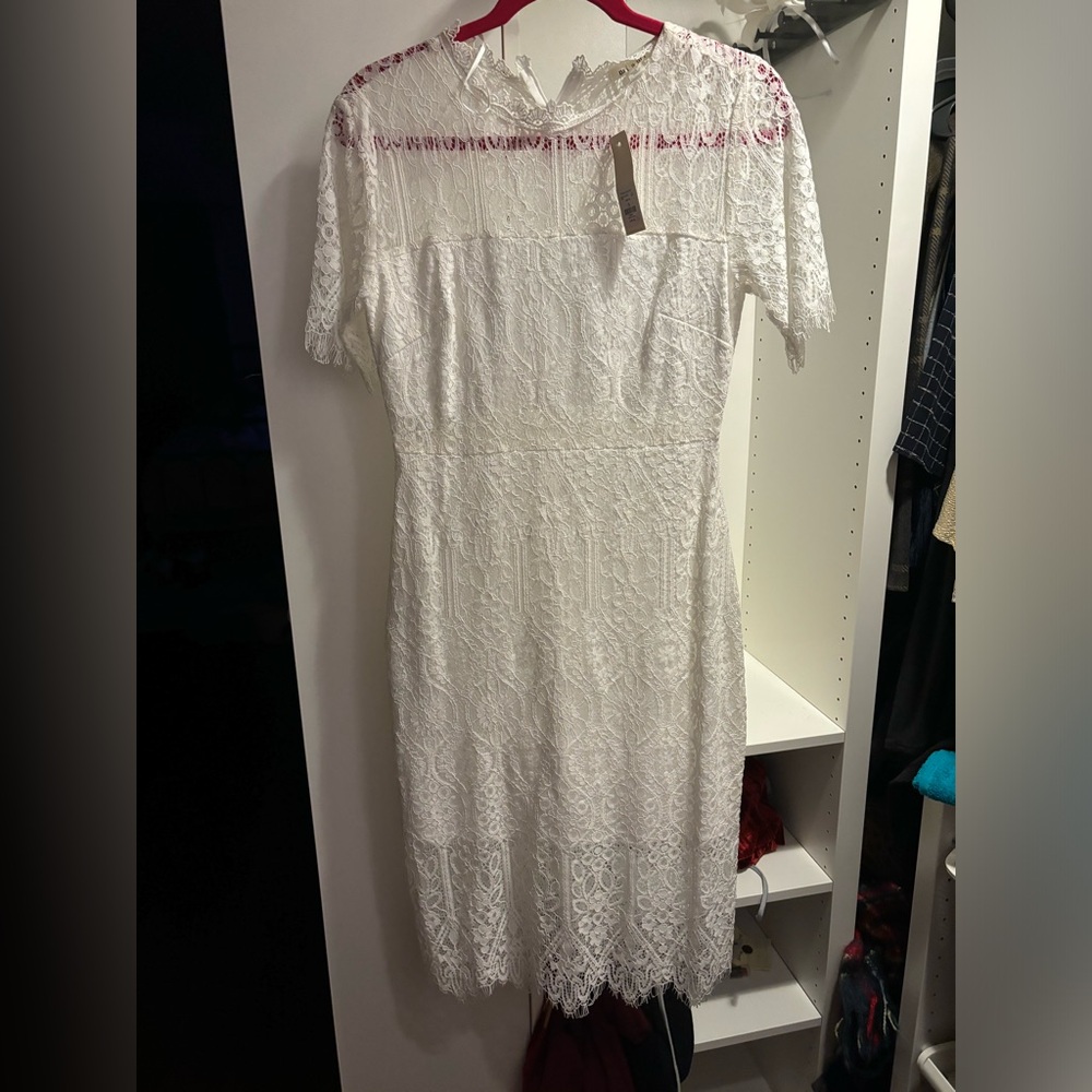 White Lace Midi Dress